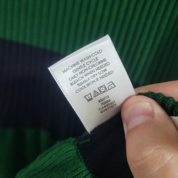 NWT Ann Taylor Striped Rib-Knit Top with Ruffle Hem - Emerald and Navy Size M - Picture 5 of 6